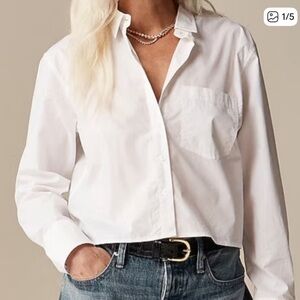 J. Crew Crop Button-Up White Shirt